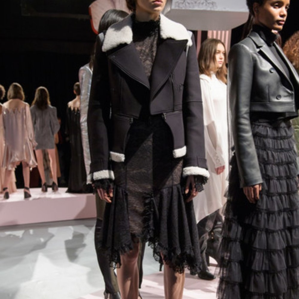BCBGMaxazria Shearling Biker Moto Peplum Jacket - Picture 3 of 9